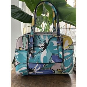 GUESS Women's Huntley Cali Satchel Periwinkle Multi Color Floral Handbag Purse